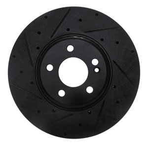 Mercedes-Benz C300 Brake Rotor (1) - Front Left - R1 Concepts - Drilled & Slotted - Black - `15-`23